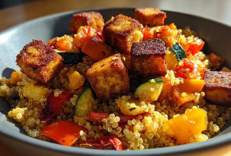 Crispy Tofu Quinoa Pilaf