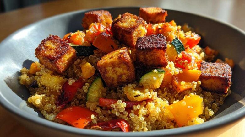 Crispy Tofu Quinoa Pilaf
