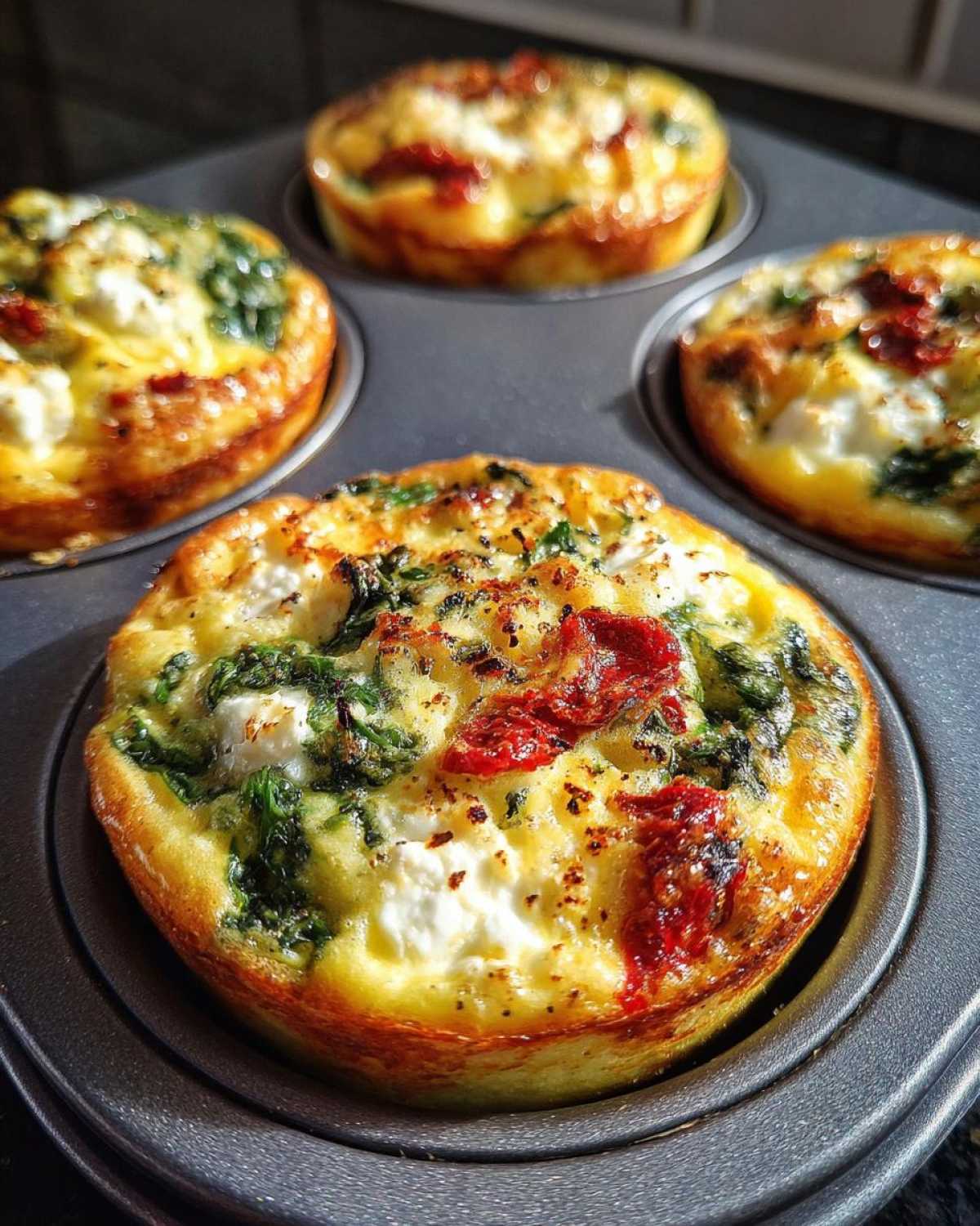 Egg Muffins with Kale, Feta and Sun-Dried Tomatoes - detail 3