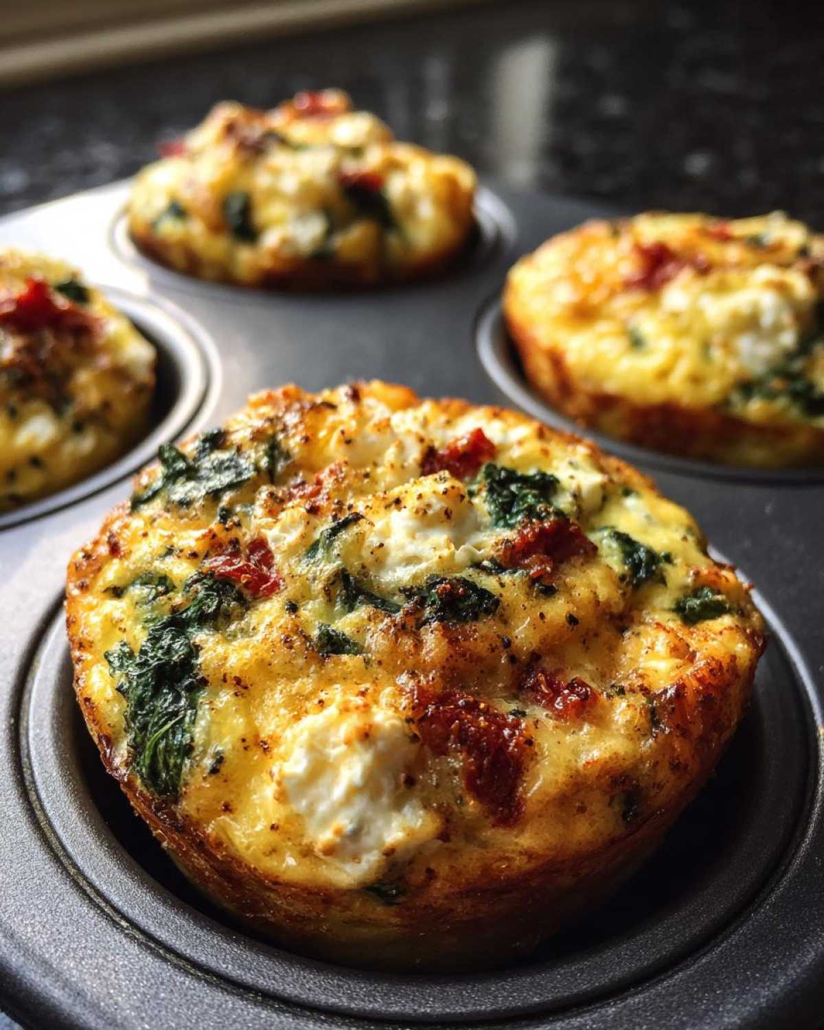Egg Muffins with Kale, Feta and Sun-Dried Tomatoes - detail 4