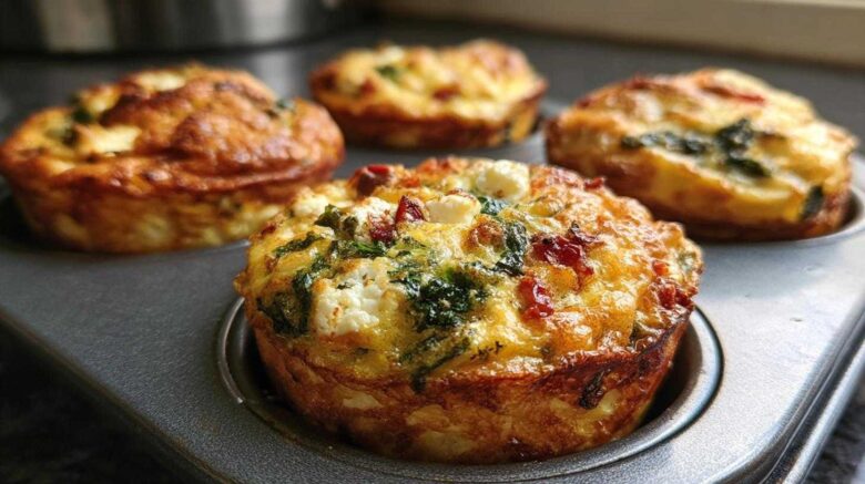 Egg Muffins with Kale, Feta and Sun-Dried Tomatoes