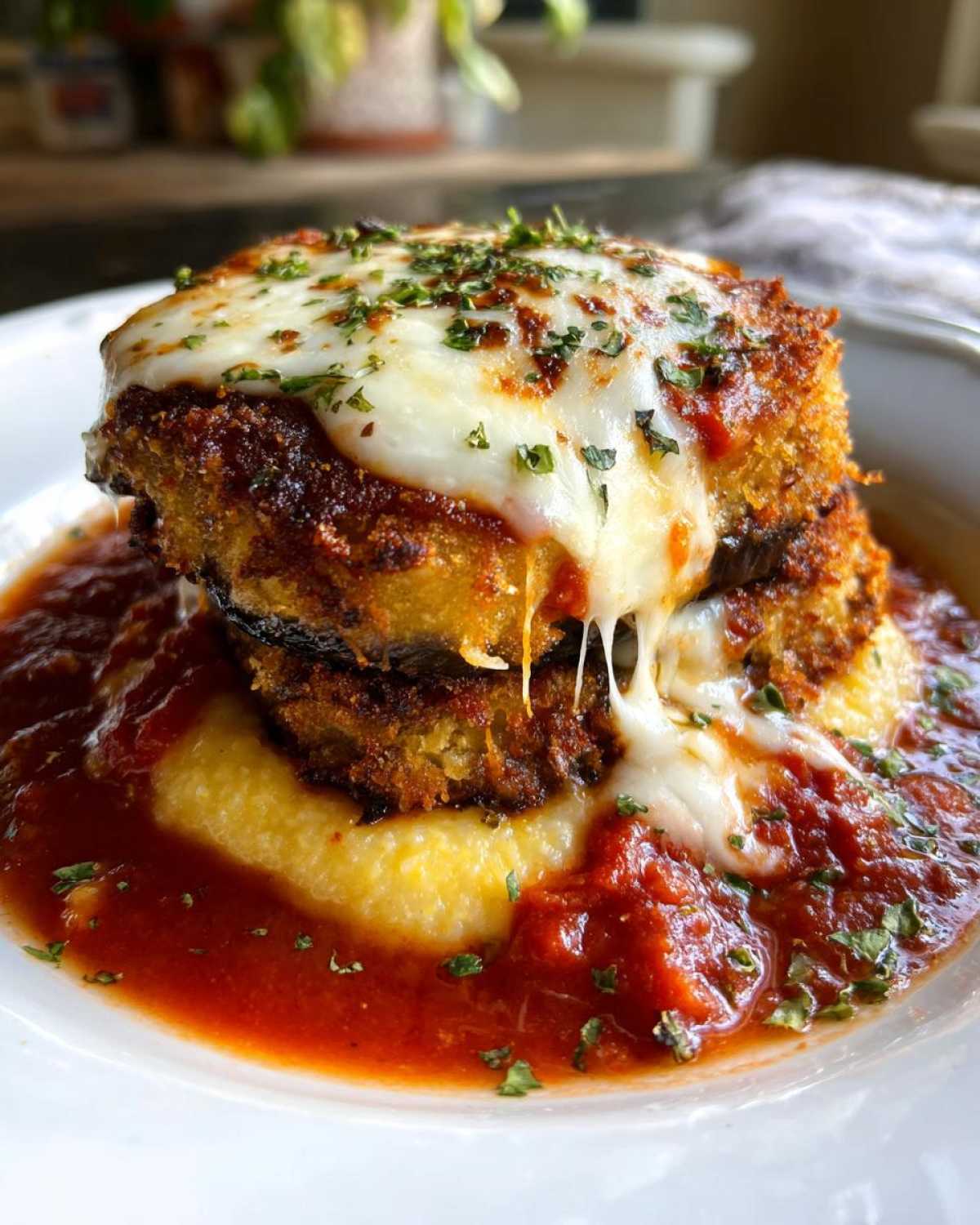 Eggplant Parmesan Over Polenta - detail 1