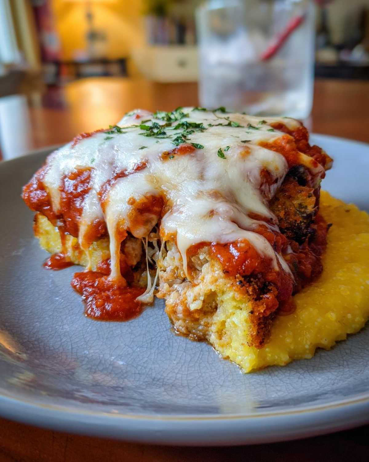 Eggplant Parmesan Over Polenta - detail 2
