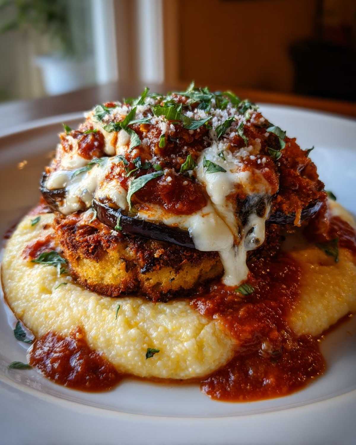 Eggplant Parmesan Over Polenta - detail 3