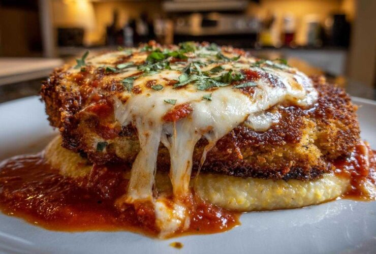 Eggplant Parmesan Over Polenta