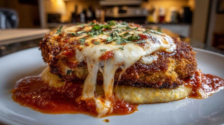 Eggplant Parmesan Over Polenta