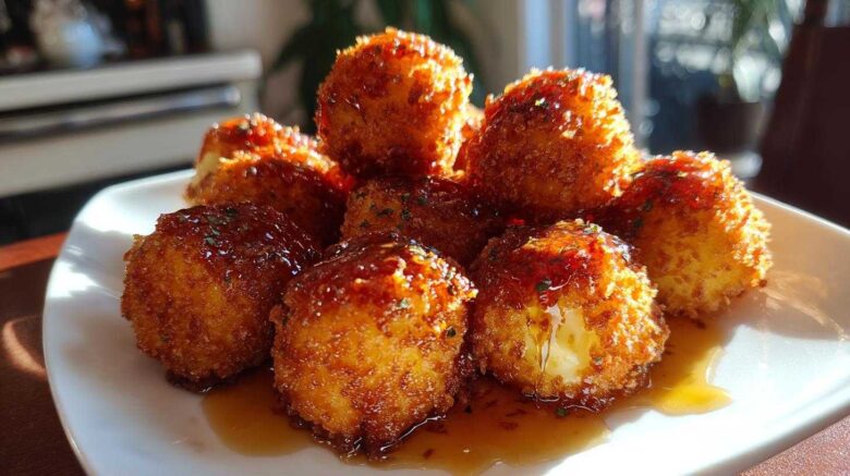 Fried Mac & Cheese Bites with Hot Honey