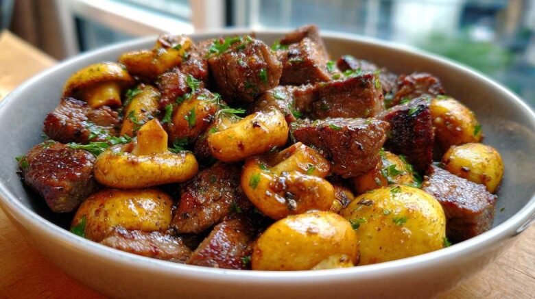 Garlic Butter Steak Bites with Mushrooms