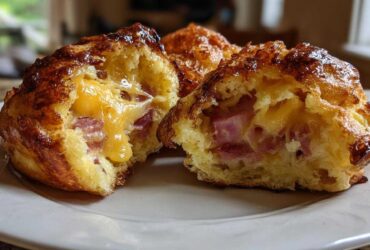 Glazed Ham and Cheddar Popovers