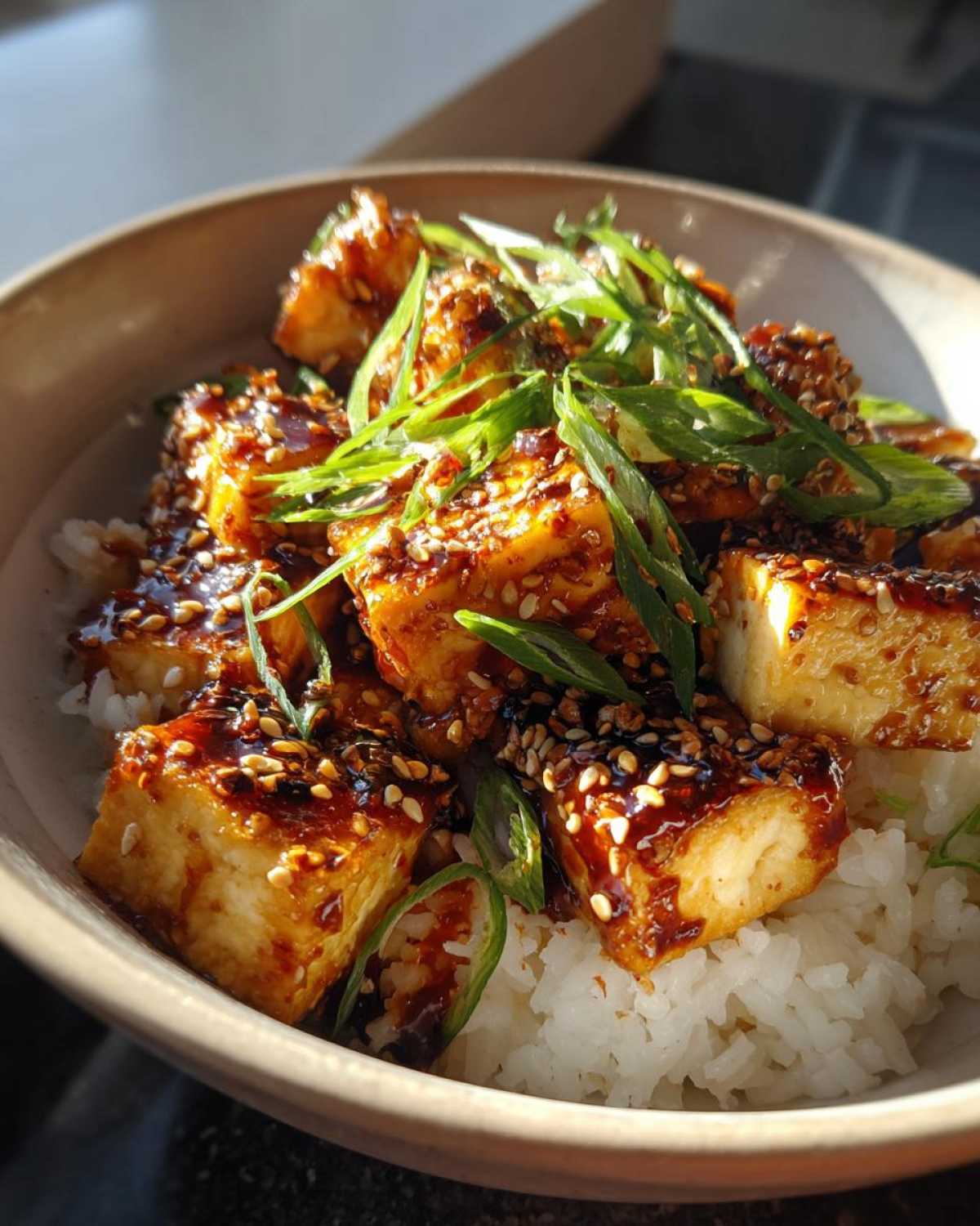 Japanese Teriyaki Tofu Rice Bowl - detail 1