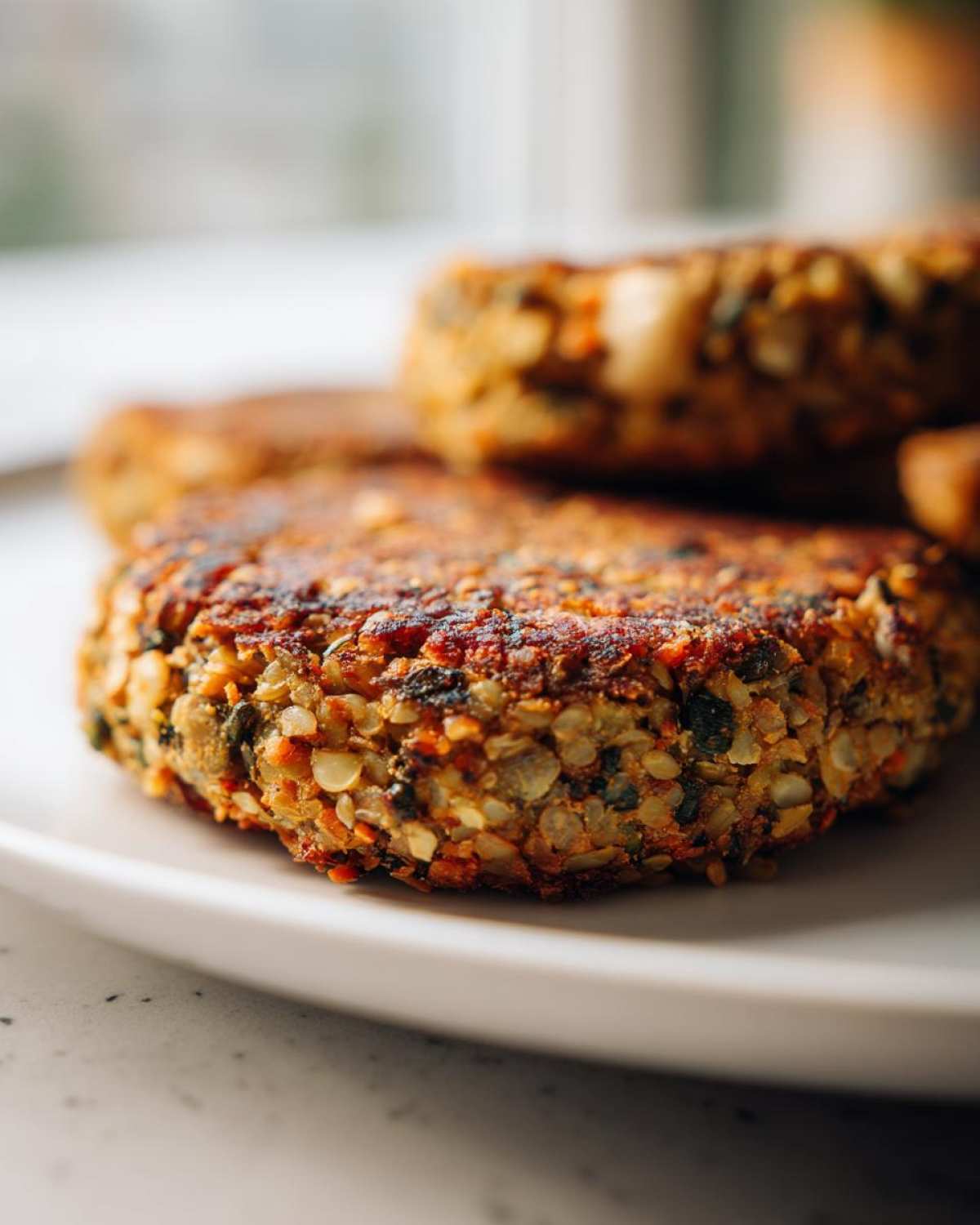 Lentil Walnut Veggie Burgers - detail 3