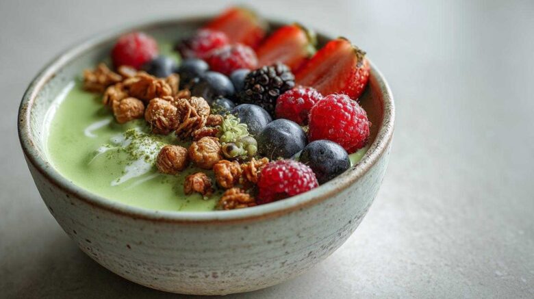 Matcha Berry Yogurt Bowl with Crunch Granola