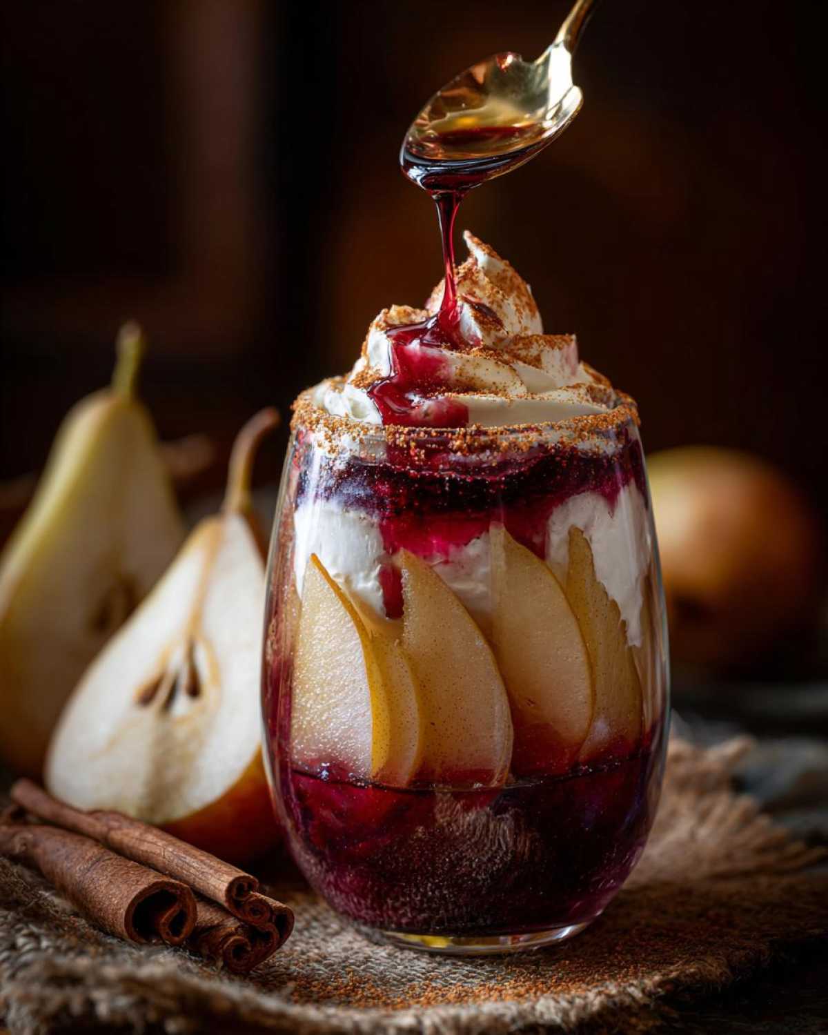 Mulled Wine Poached Pear Parfaits - detail 2
