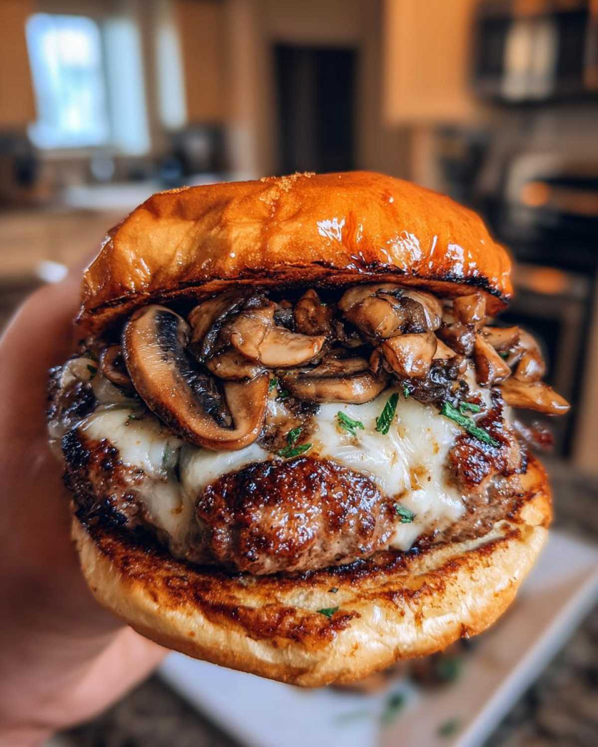 Mushroom and Swiss Beef Burgers - detail 1