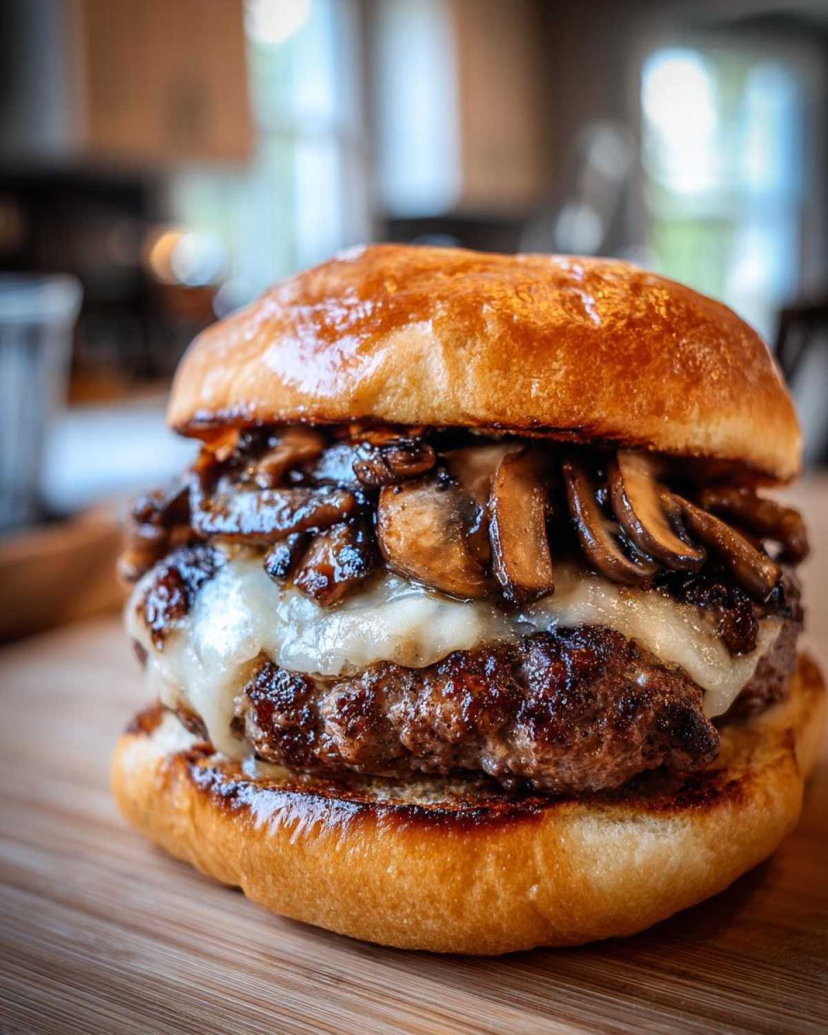 Mushroom and Swiss Beef Burgers - detail 2
