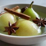 Poached Pears in Green Tea