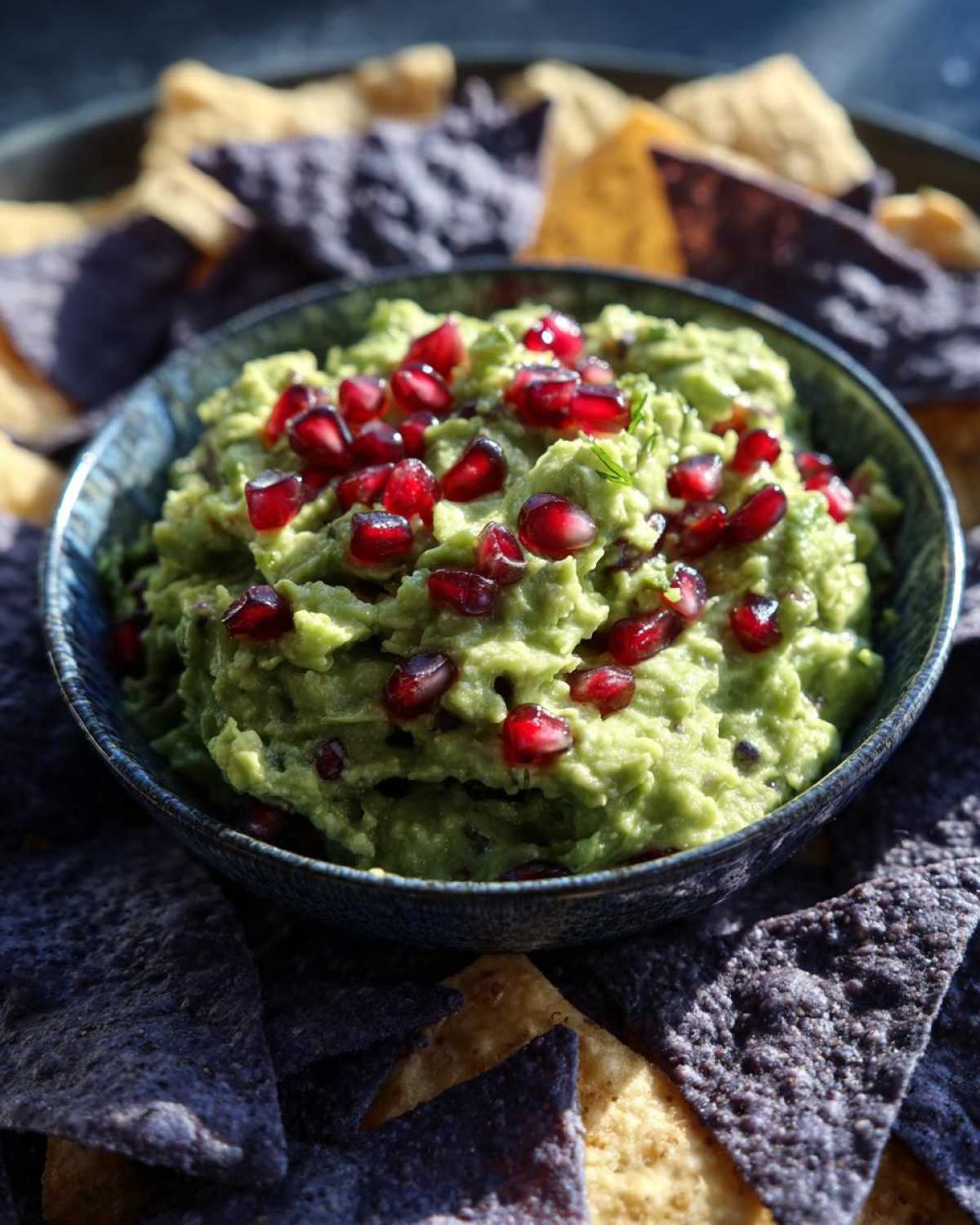 Pomegranate Guacamole with Blue Corn Chips - detail 1