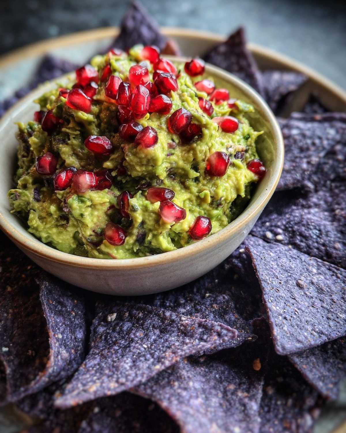 Pomegranate Guacamole with Blue Corn Chips - detail 3