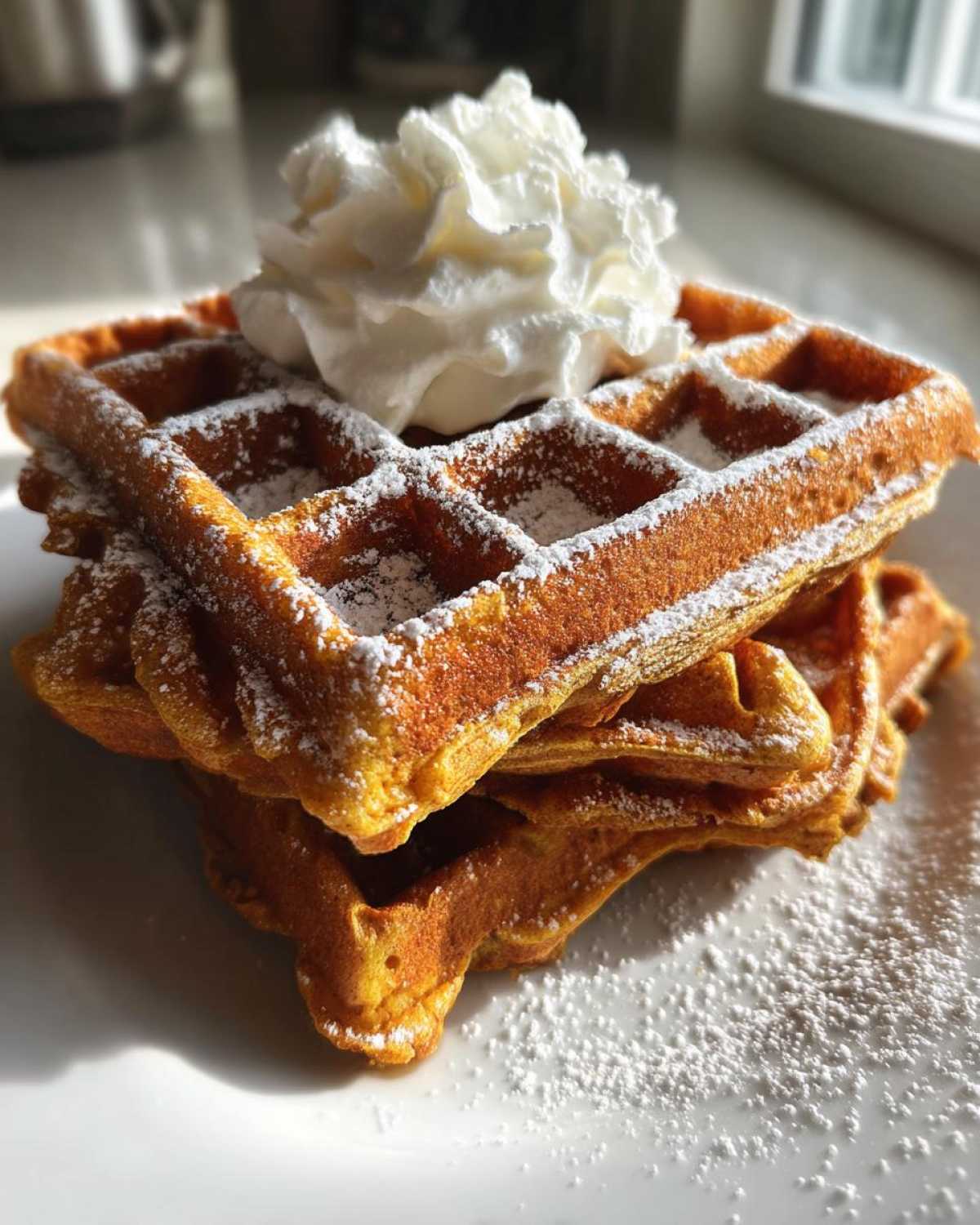 Pumpkin Spice Protein Waffles with Greek Yogurt - detail 1