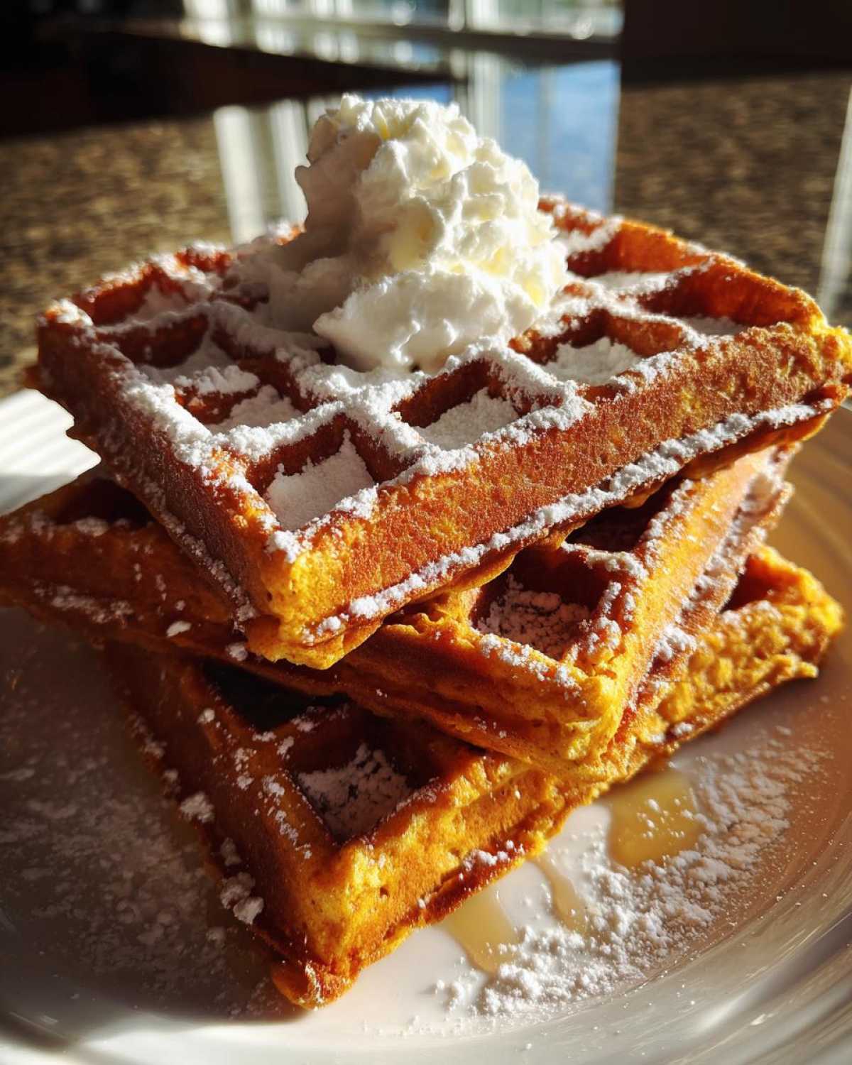 Pumpkin Spice Protein Waffles with Greek Yogurt - detail 2