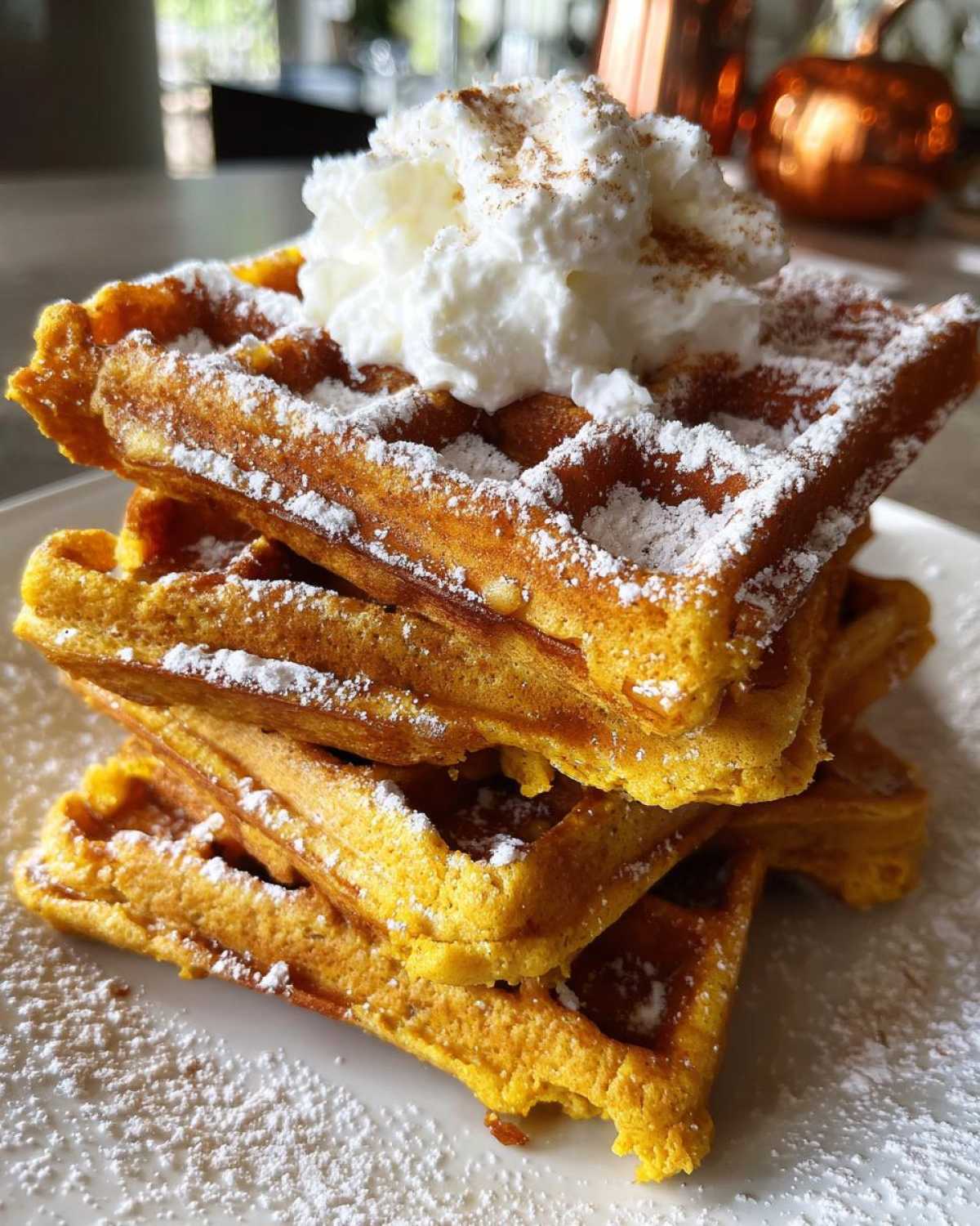 Pumpkin Spice Protein Waffles with Greek Yogurt - detail 3