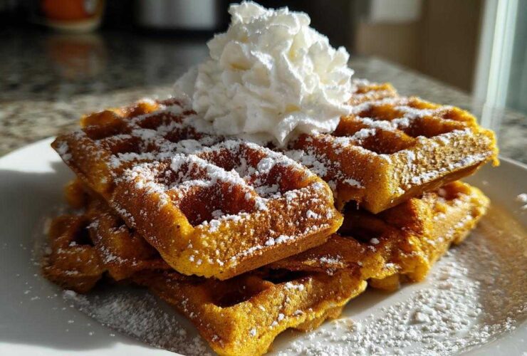 Pumpkin Spice Protein Waffles with Greek Yogurt