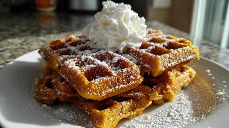 Pumpkin Spice Protein Waffles with Greek Yogurt