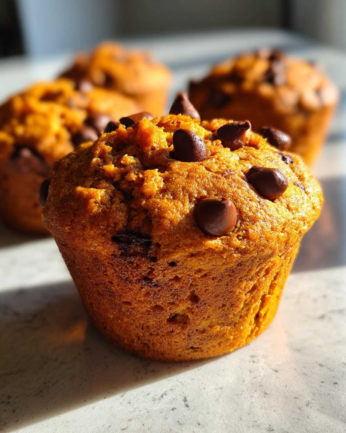 Pumpkin chocolate chip muffins - detail 1