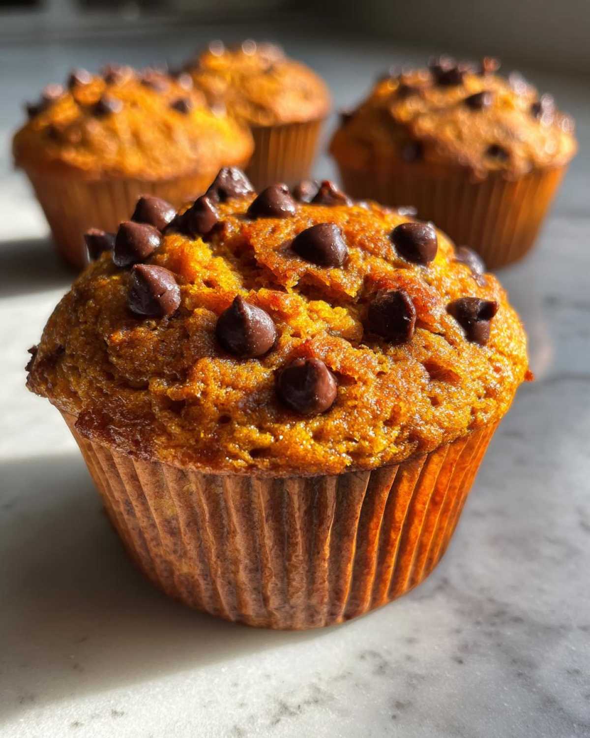 Pumpkin chocolate chip muffins - detail 2