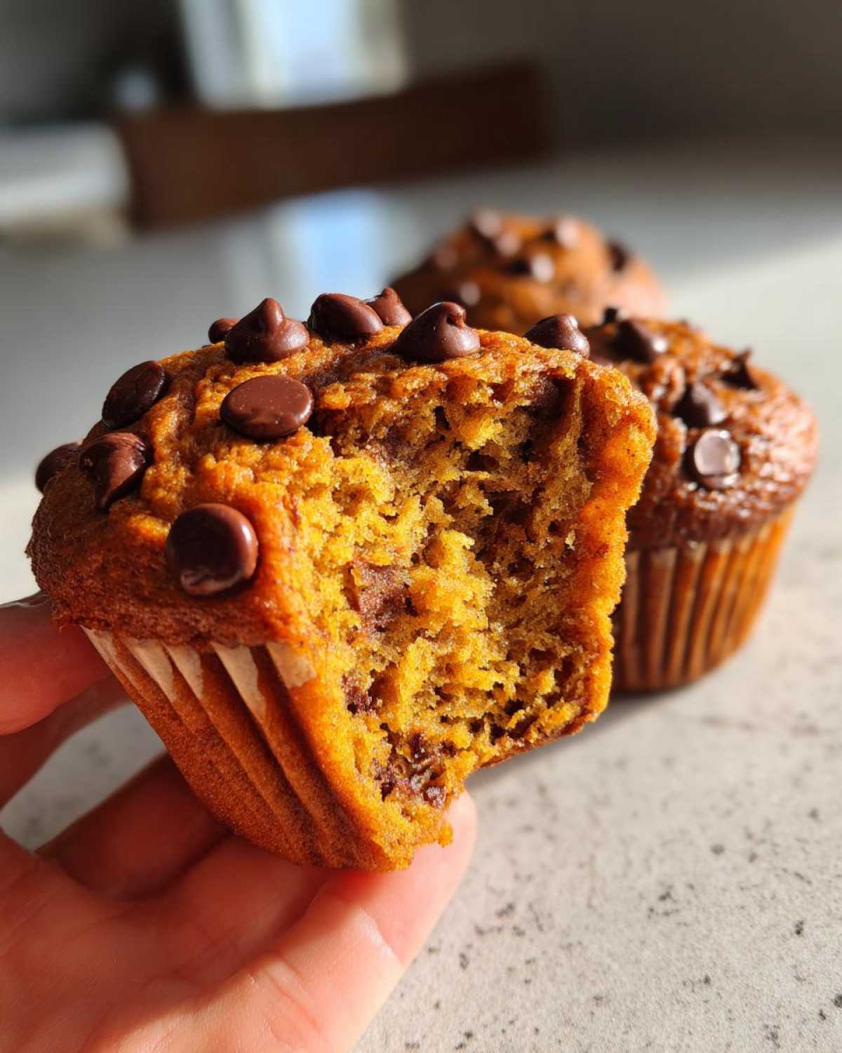 Pumpkin chocolate chip muffins - detail 4