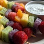 Rainbow Fruit Kabobs with Yogurt Dip