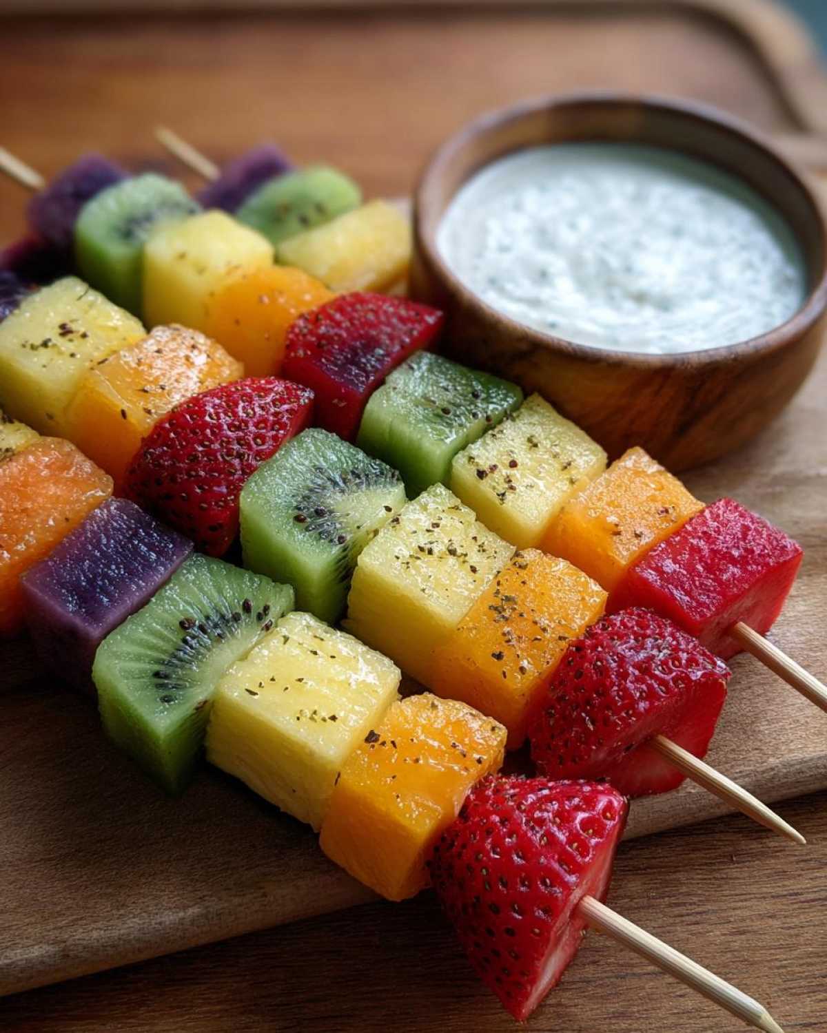 Rainbow Fruit Kabobs with Yogurt Dip - detail 2