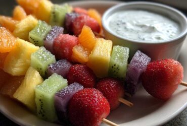 Rainbow Fruit Kabobs with Yogurt Dip