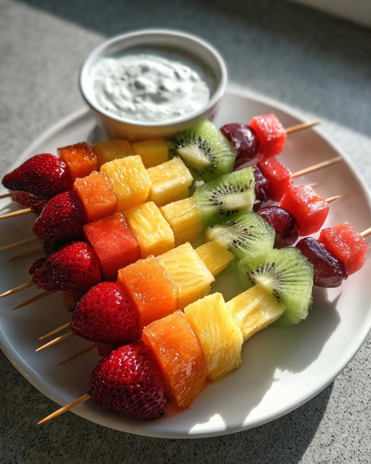 Rainbow Fruit Kabobs with Yogurt Dip - detail 4