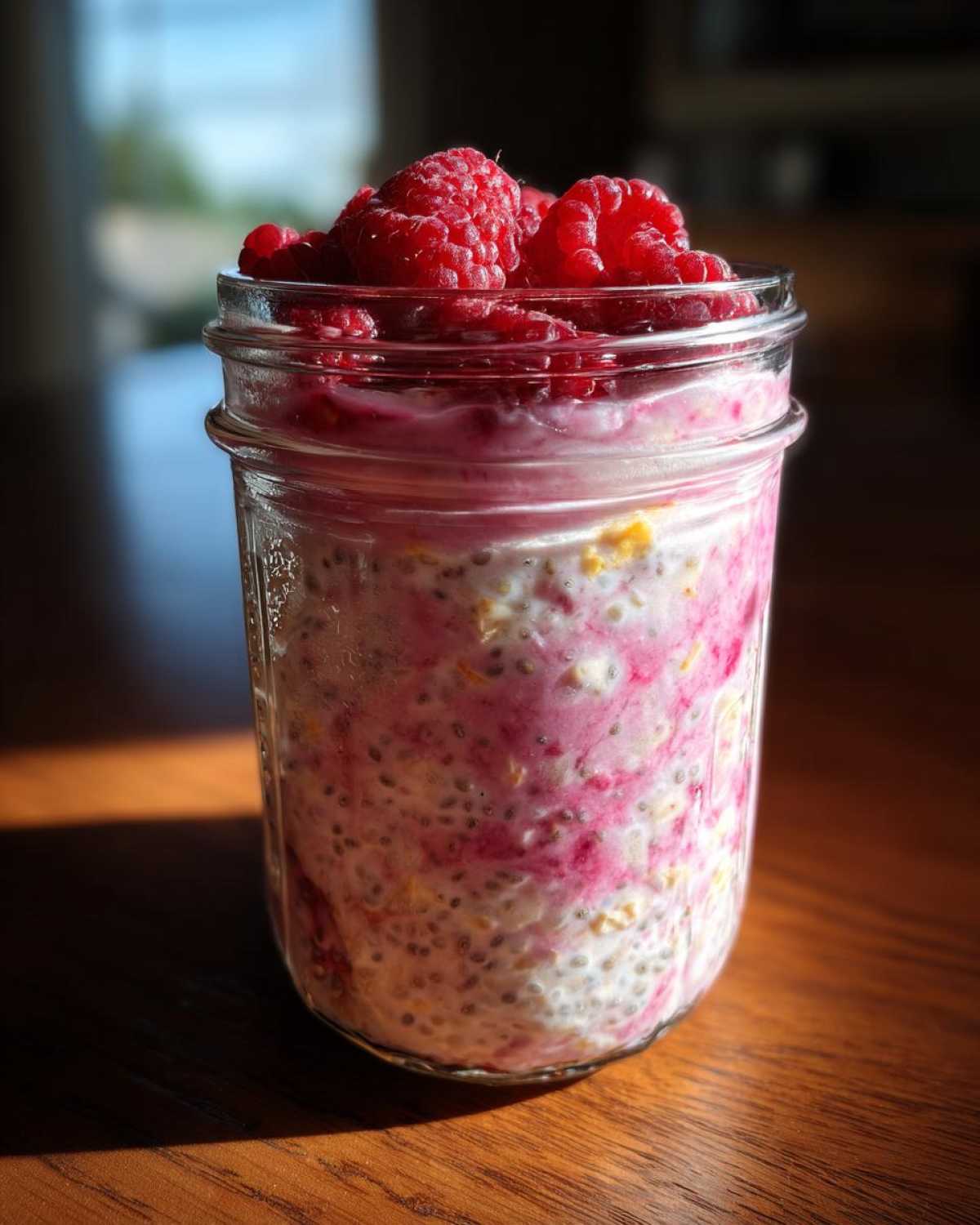 Raspberry Chia Overnight Oats with Almond Milk - detail 1