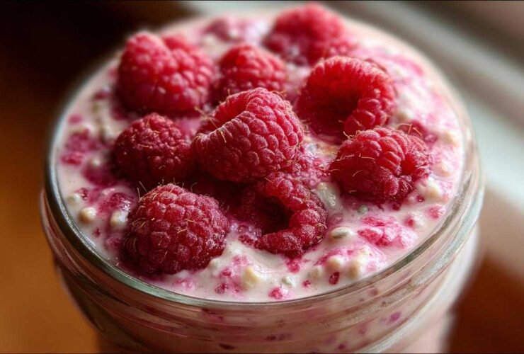 Raspberry Chia Overnight Oats with Almond Milk