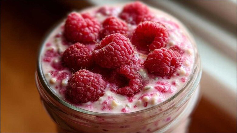 Raspberry Chia Overnight Oats with Almond Milk