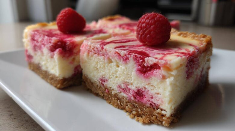 Raspberry Swirl Cheesecake Bars
