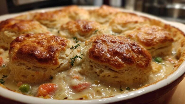 Rosemary Turkey Pot Pie with Biscuits