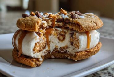Salted Caramel Pretzel Ice Cream Sandwiches