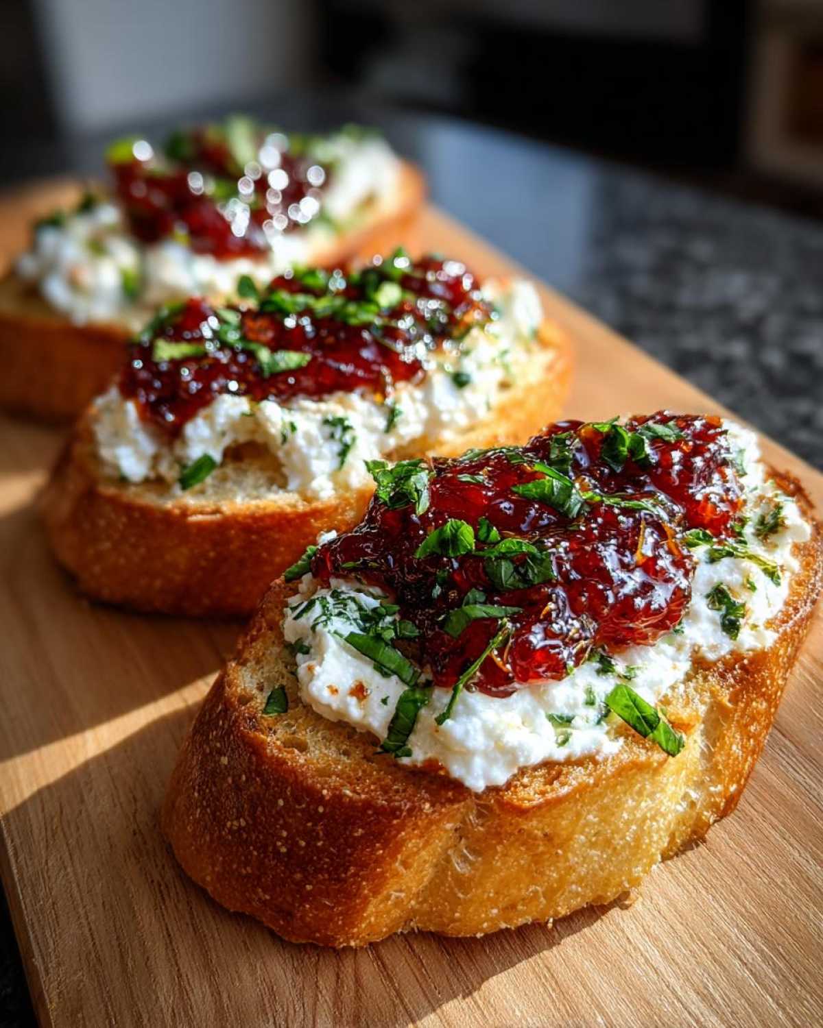 Savory Herb Ricotta Toast with Tomato Jam - detail 1