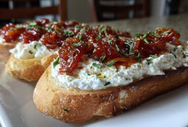 Savory Herb Ricotta Toast with Tomato Jam