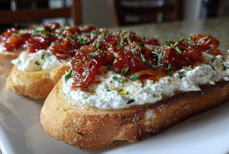 Savory Herb Ricotta Toast with Tomato Jam