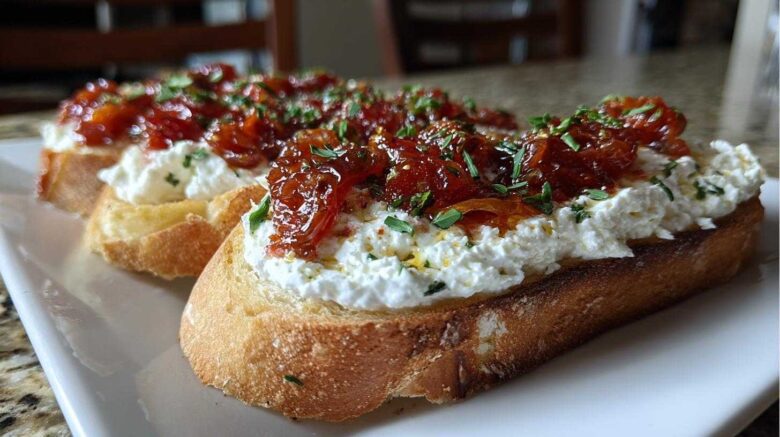 Savory Herb Ricotta Toast with Tomato Jam