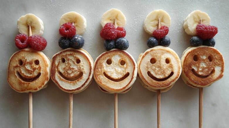 Smiley Face Pancake Skewers