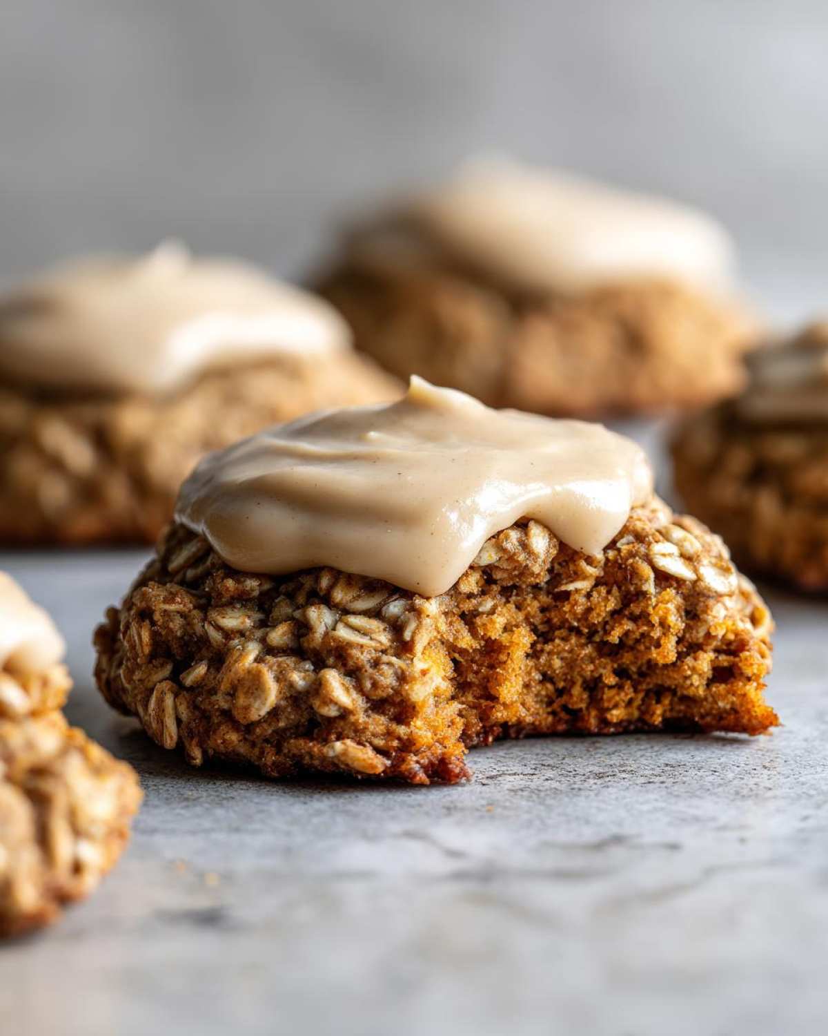 Soft Chewy Pumpkin Oatmeal Cookies Maple Frosting - detail 1