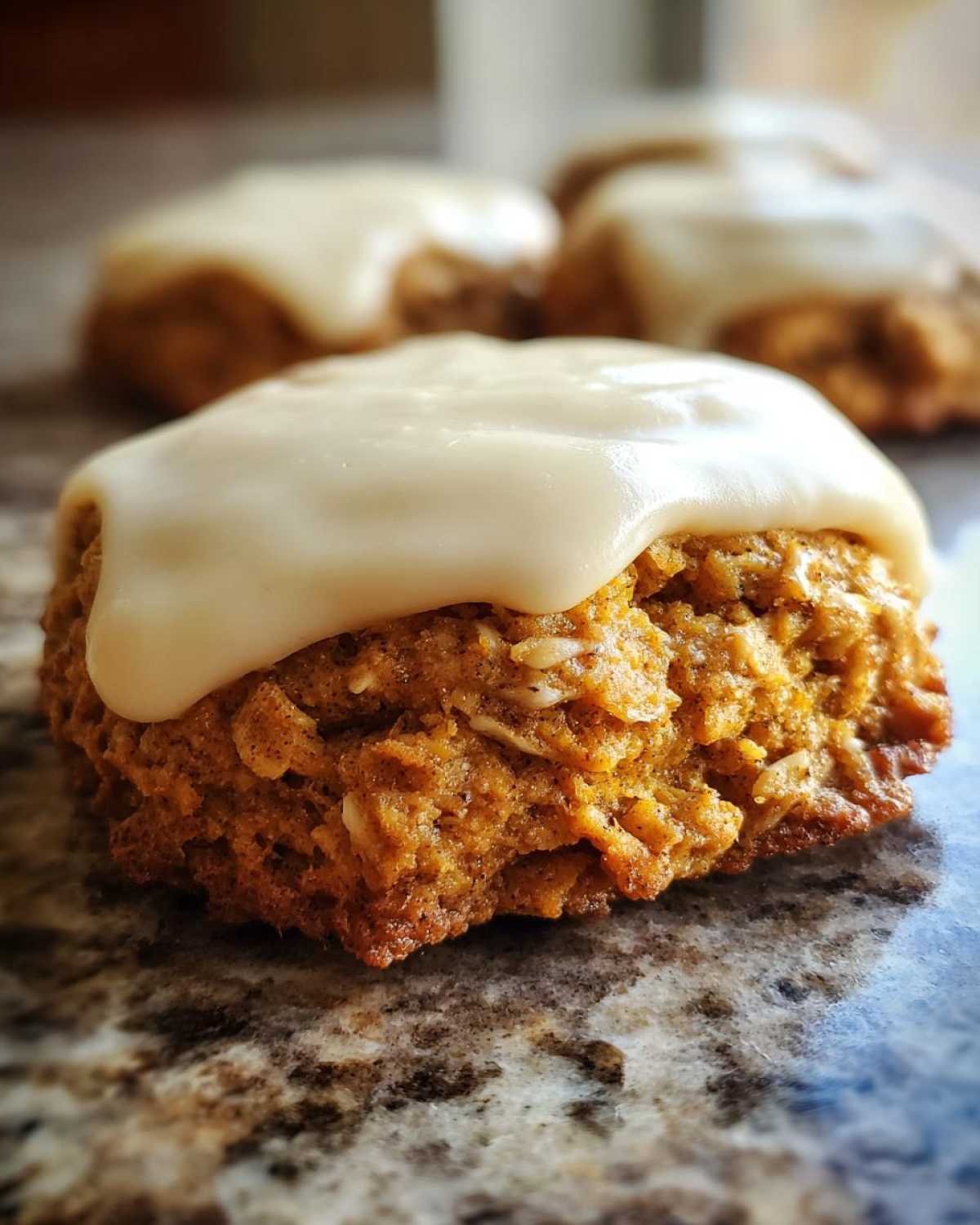 Soft Chewy Pumpkin Oatmeal Cookies Maple Frosting - detail 2