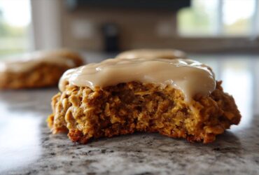 Soft Chewy Pumpkin Oatmeal Cookies Maple Frosting