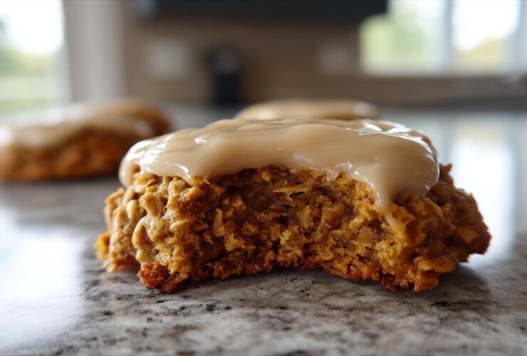 Soft Chewy Pumpkin Oatmeal Cookies Maple Frosting