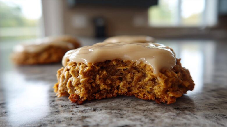 Soft Chewy Pumpkin Oatmeal Cookies Maple Frosting